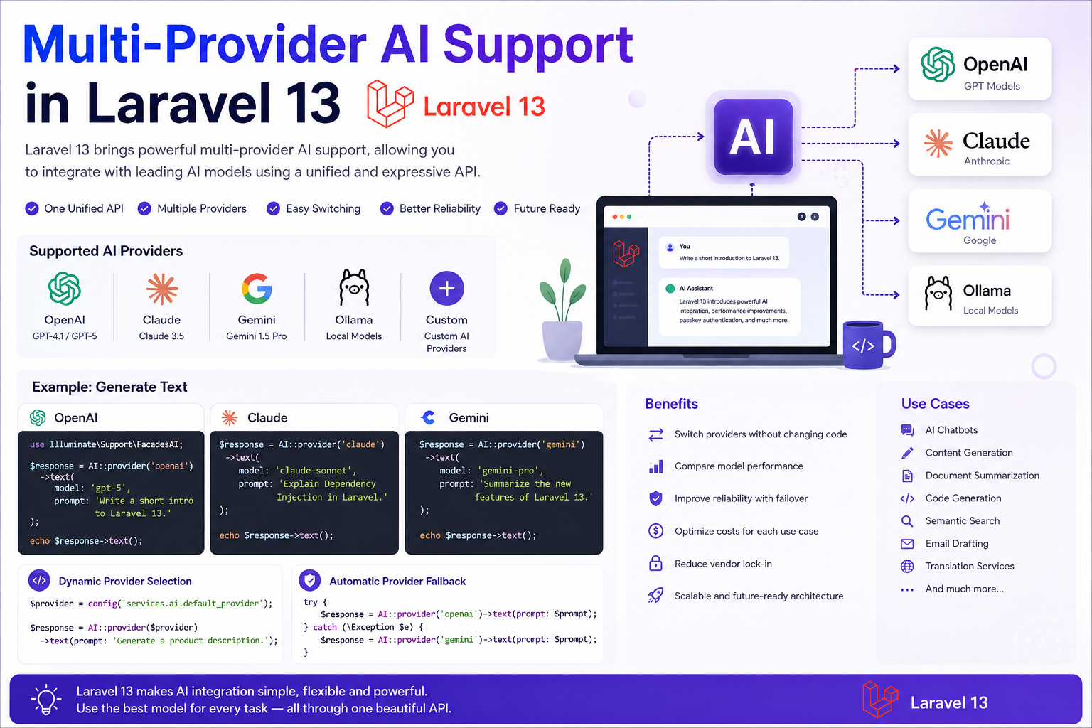 Multi-Provider AI Support in Laravel 13: Build AI Applications with OpenAI, Claude & Gemini